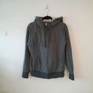Uniqlo sherpa lined charcoal hooded jacket